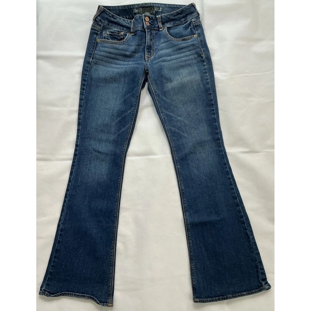 American Eagle Outfitters Artist Jeans Womens 8 Blue Distressed Bootcut Low Rise